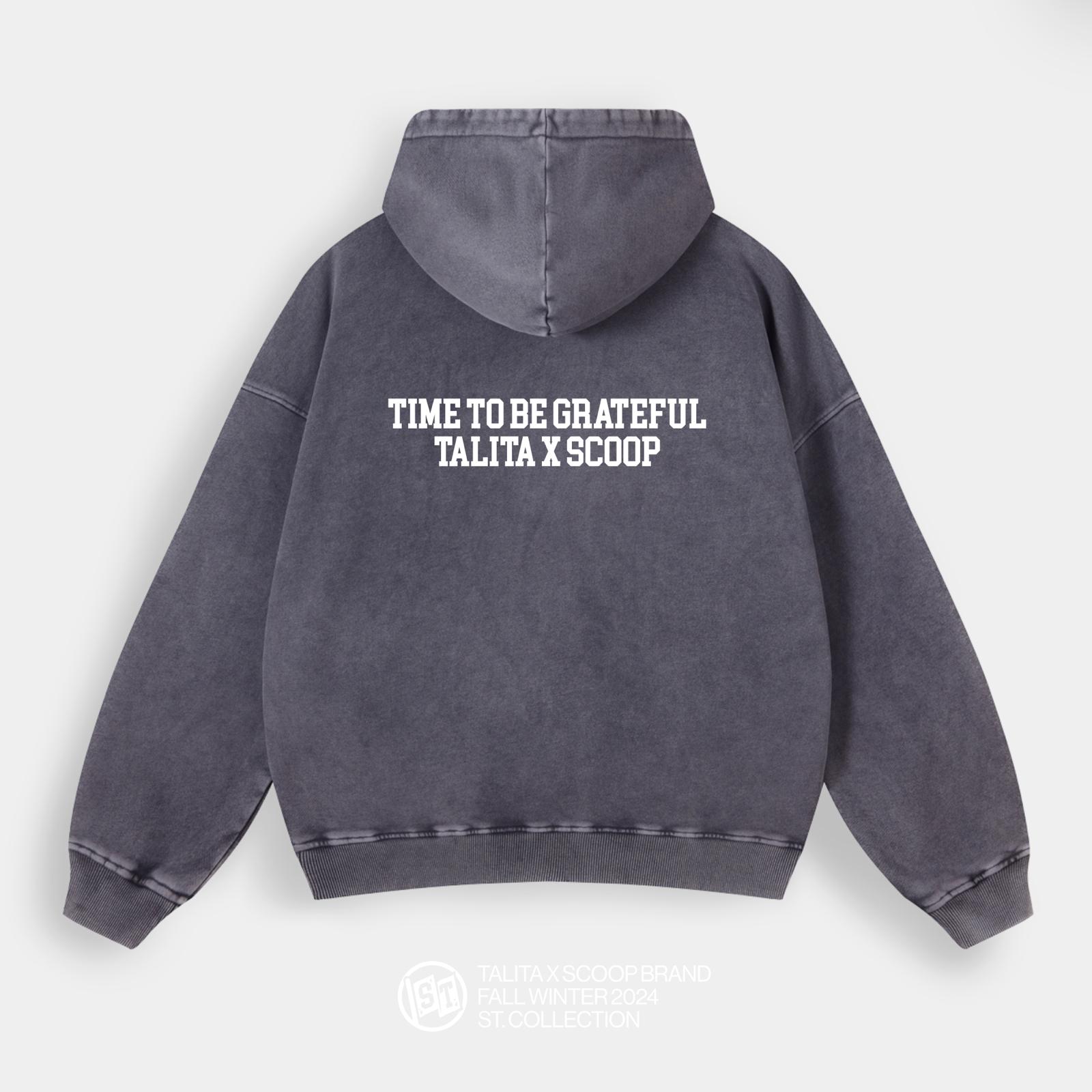 Hoodie “Grateful” blue